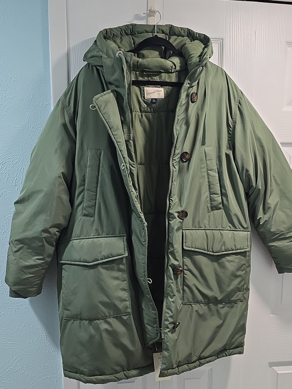 Target Olive Green Hooded Puffer Coat